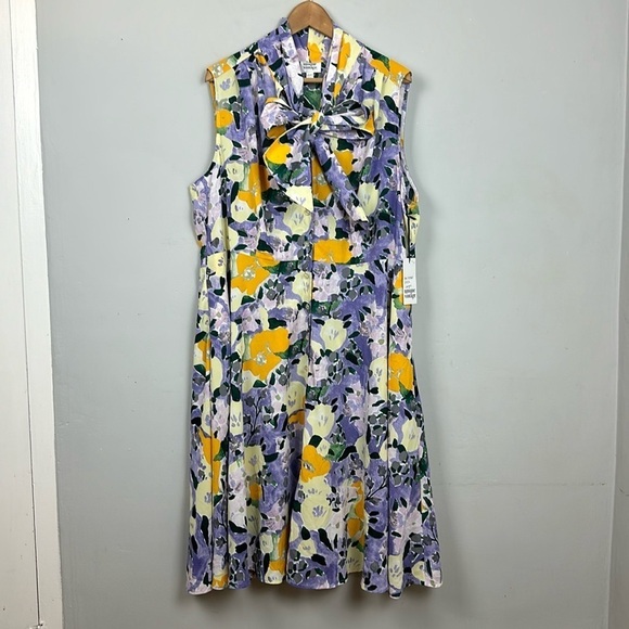 NWT Unique Vintage Purple and Yellow Floral Sleeveless Swing Dress Sz 3X - Picture 5 of 12